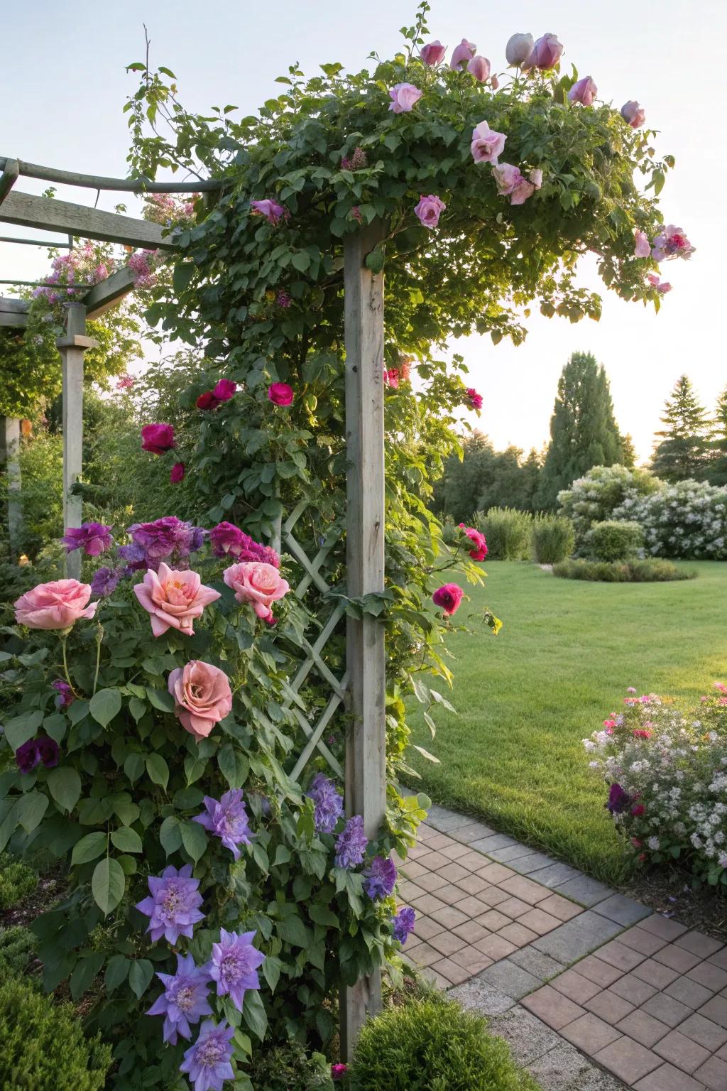 Vertical elements create lush, layered effects.