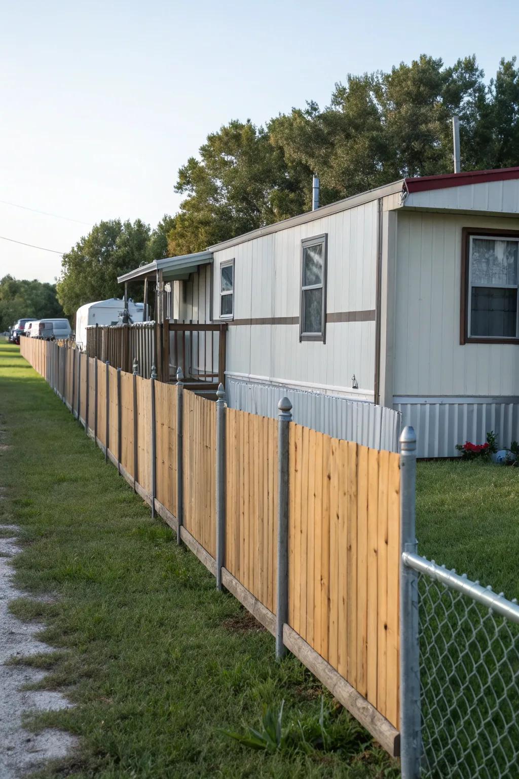 Mixed-material fences offer a unique and modern aesthetic.