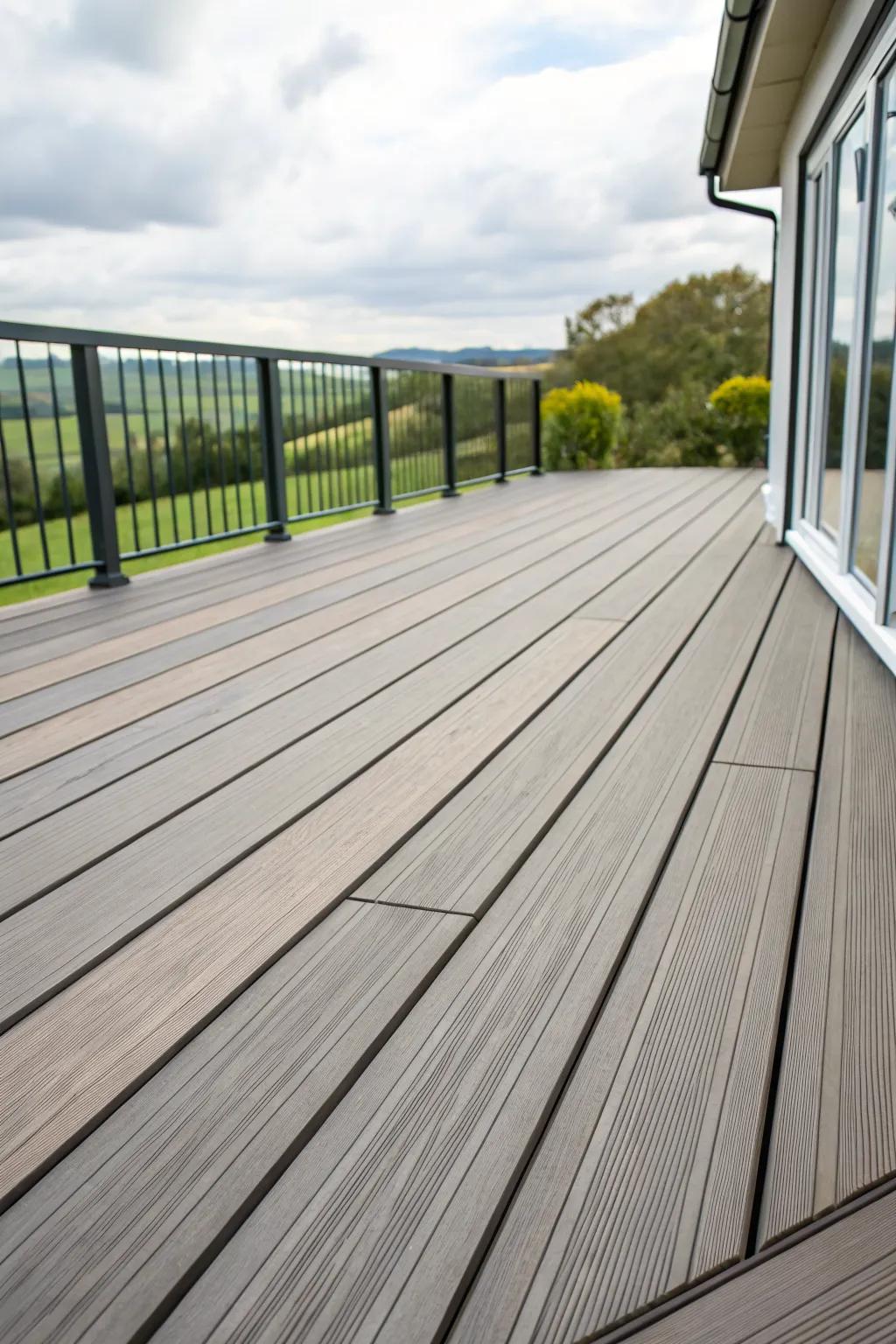 Diagonal patterns give the illusion of a larger deck space.