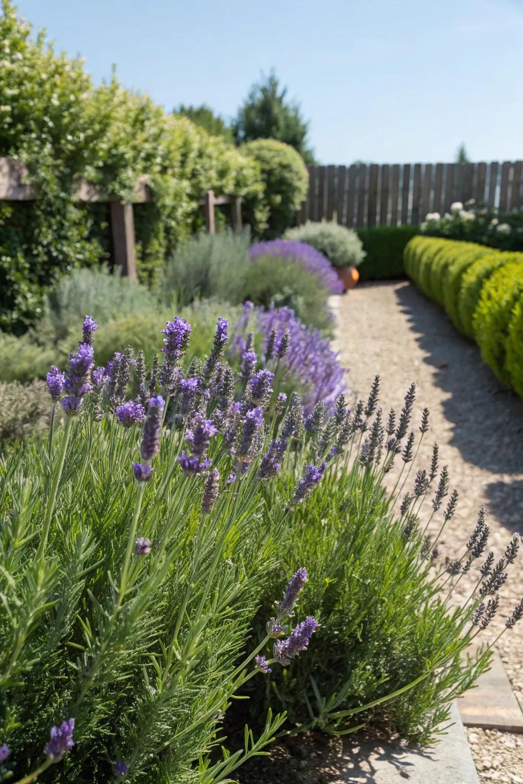 Classic French plants like lavender add fragrance