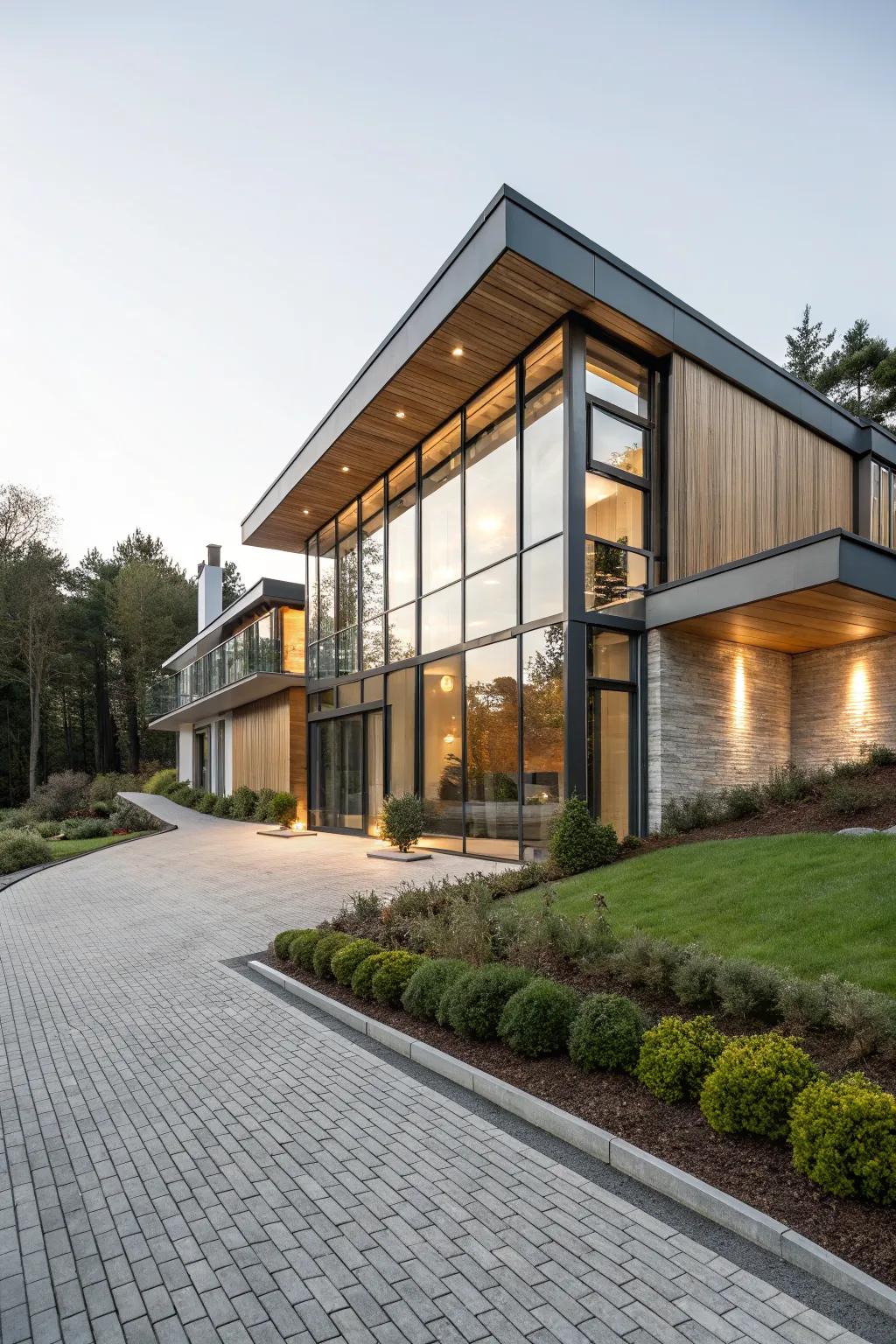 A home with an asymmetrical design for a unique look.