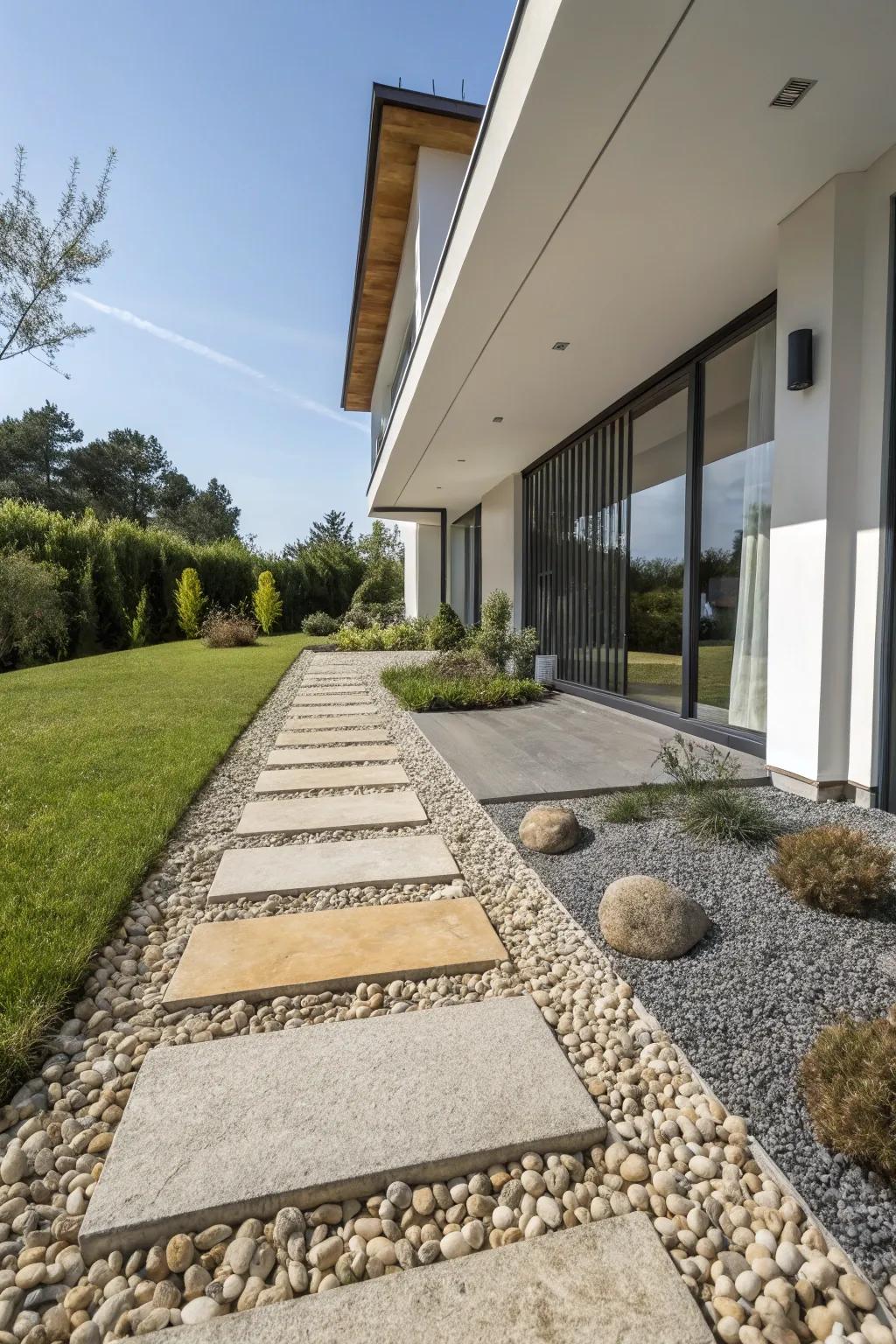 Mixed-material pathway for a unique touch.