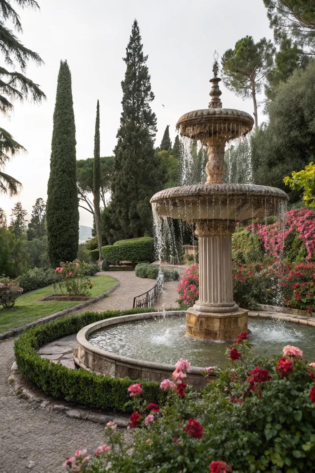 Create drama with cascading column fountains.