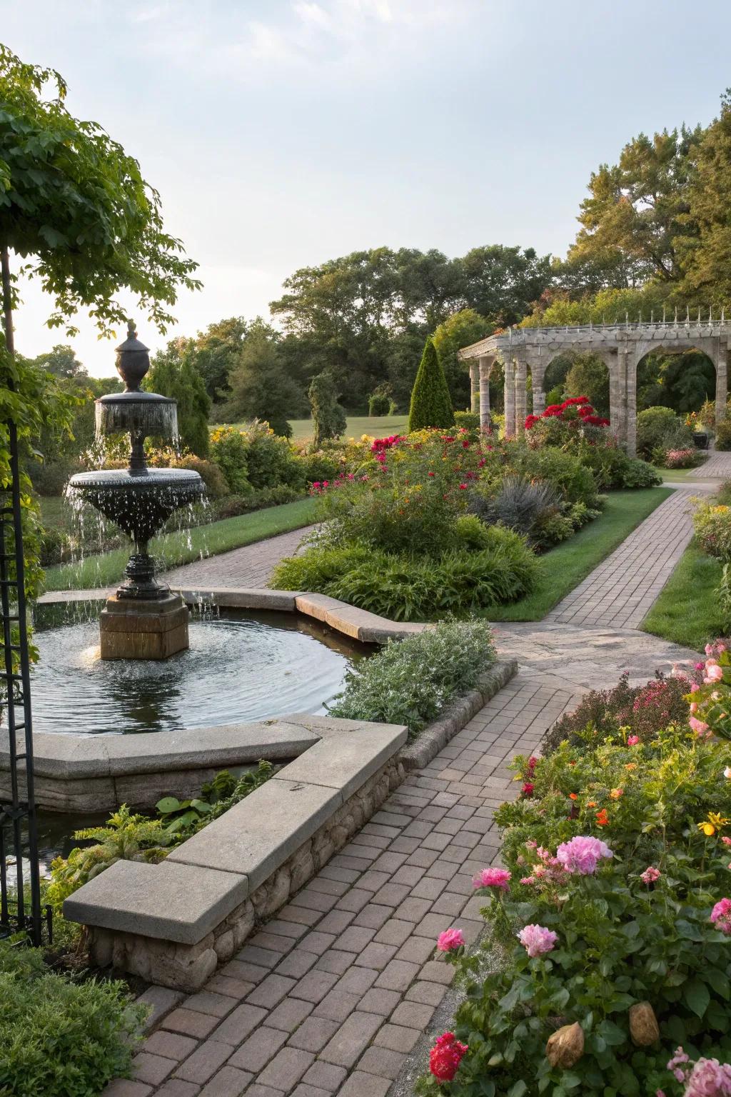 Integrating pavers with a water feature brings peace and beauty to your garden.