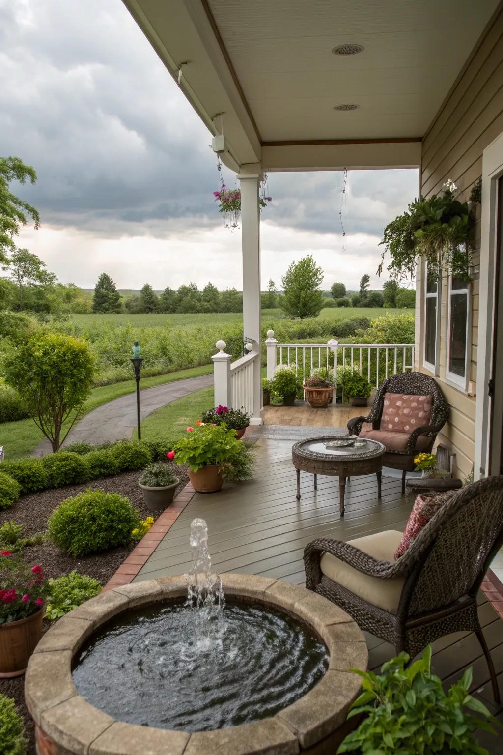 Water features add tranquility and luxury.
