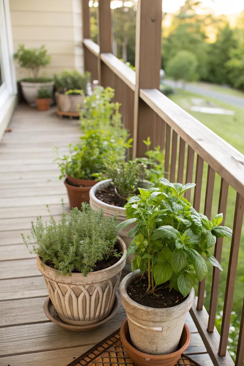 A herb garden offers fresh ingredients and delightful aromas.