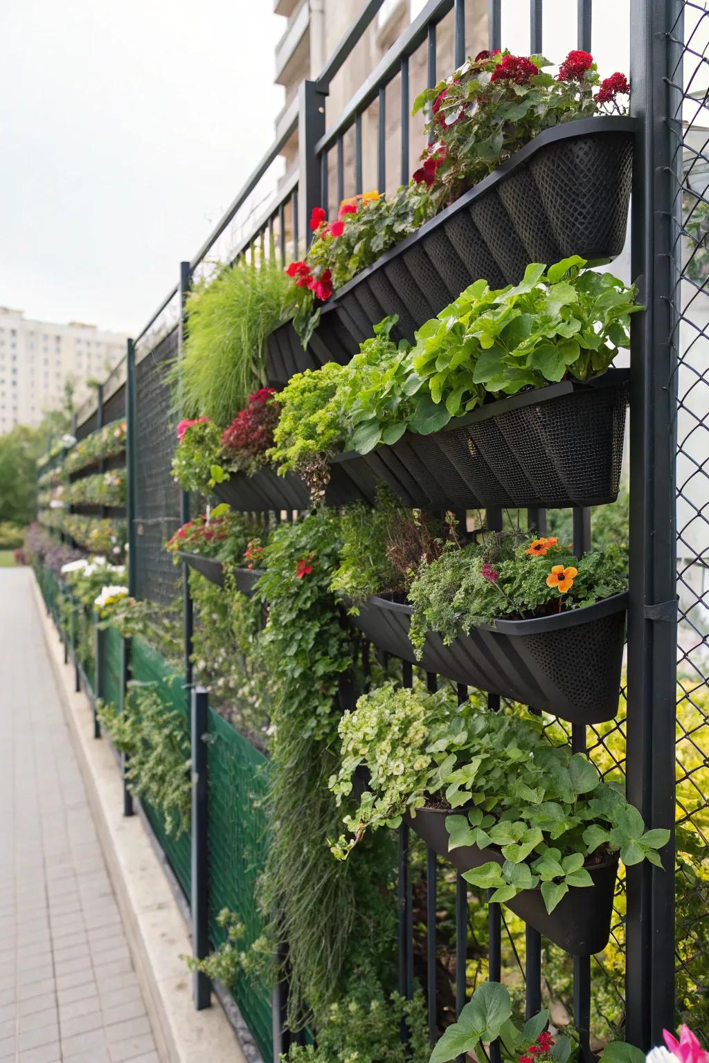 Vertical gardens that bring life and color to vertical spaces.