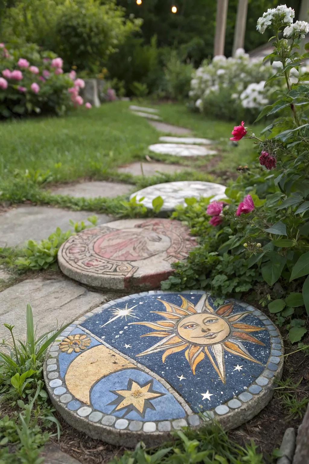Celestial mosaic stones add a mystical touch to gardens
