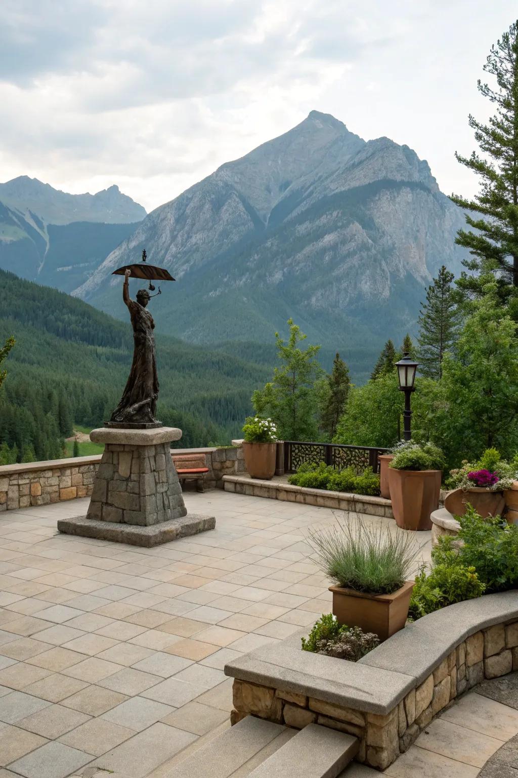 Unique art pieces add a personal touch to your patio.