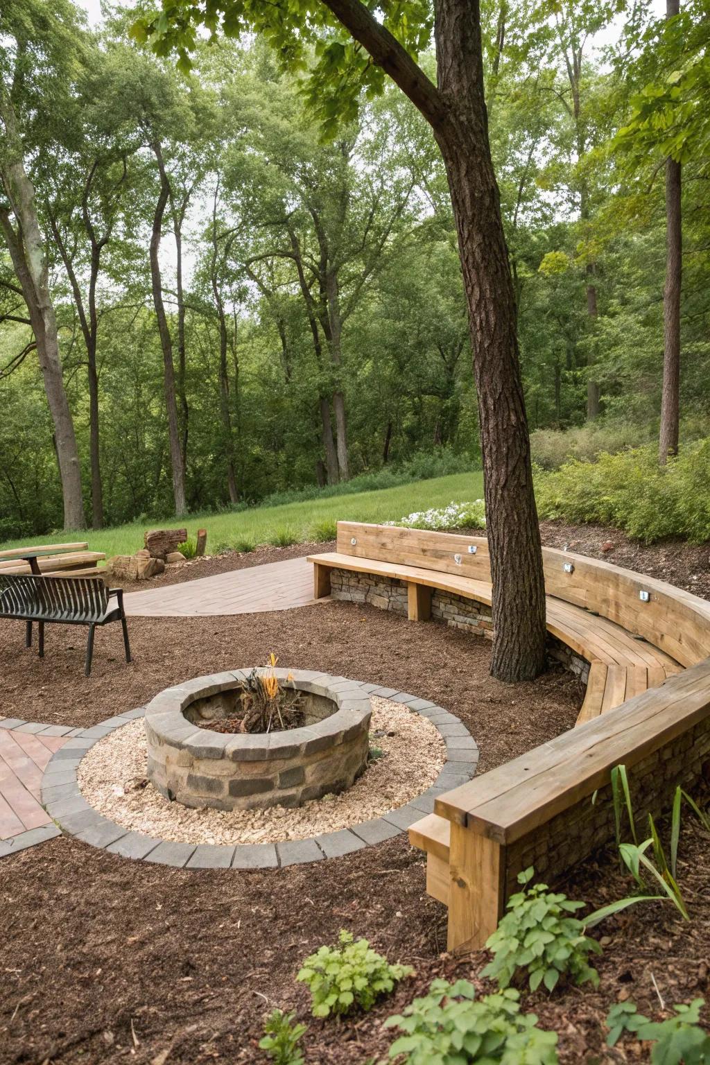 Built-in benches create a seamless design.