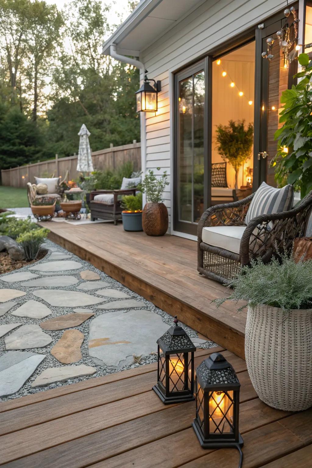 Enhance your patio with a blend of textures and materials.