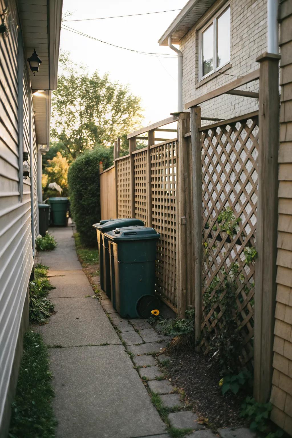 Hidden storage keeps your side yard neat and visually appealing.