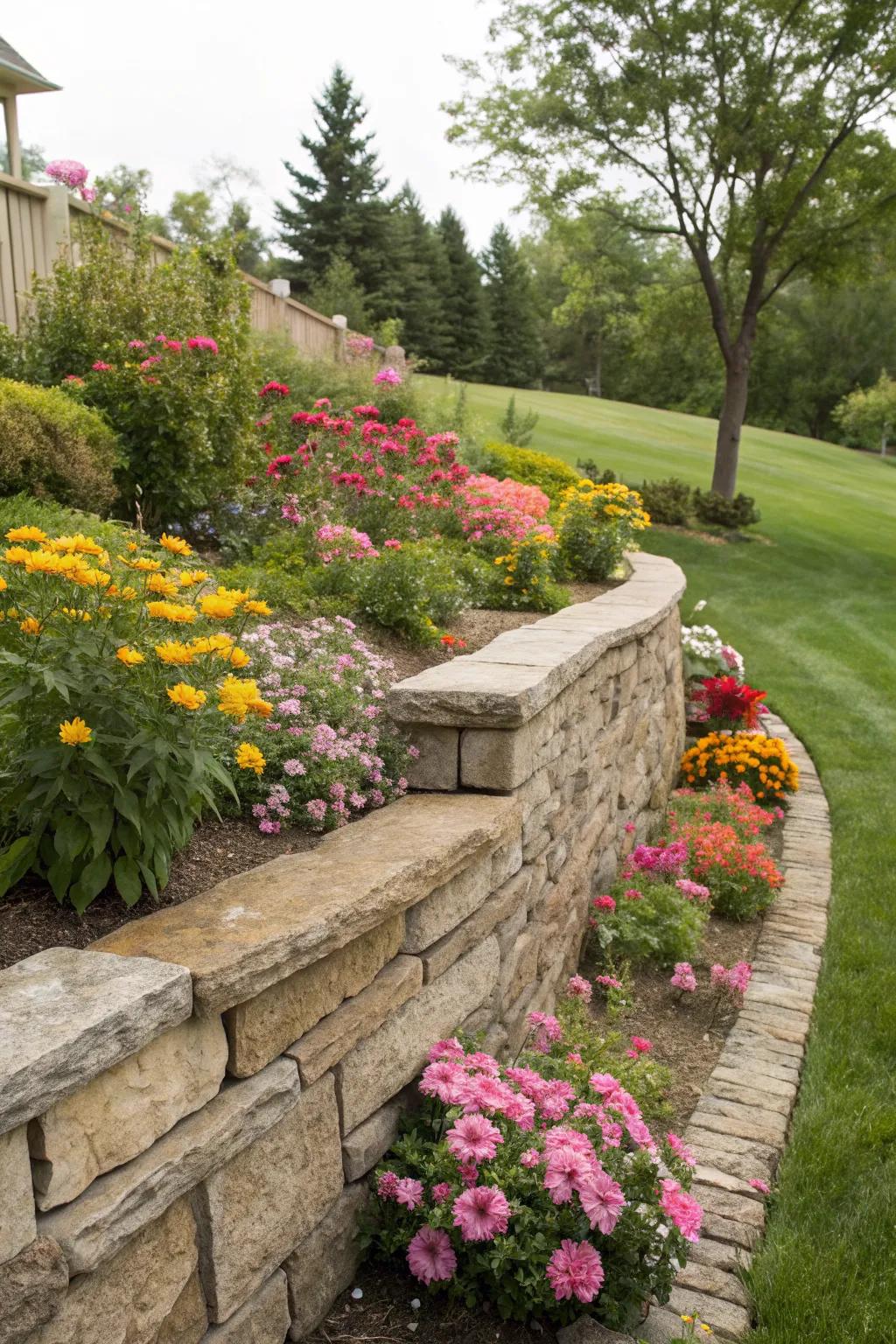A lightweight stone veneer wall that mimics the look of natural stone.