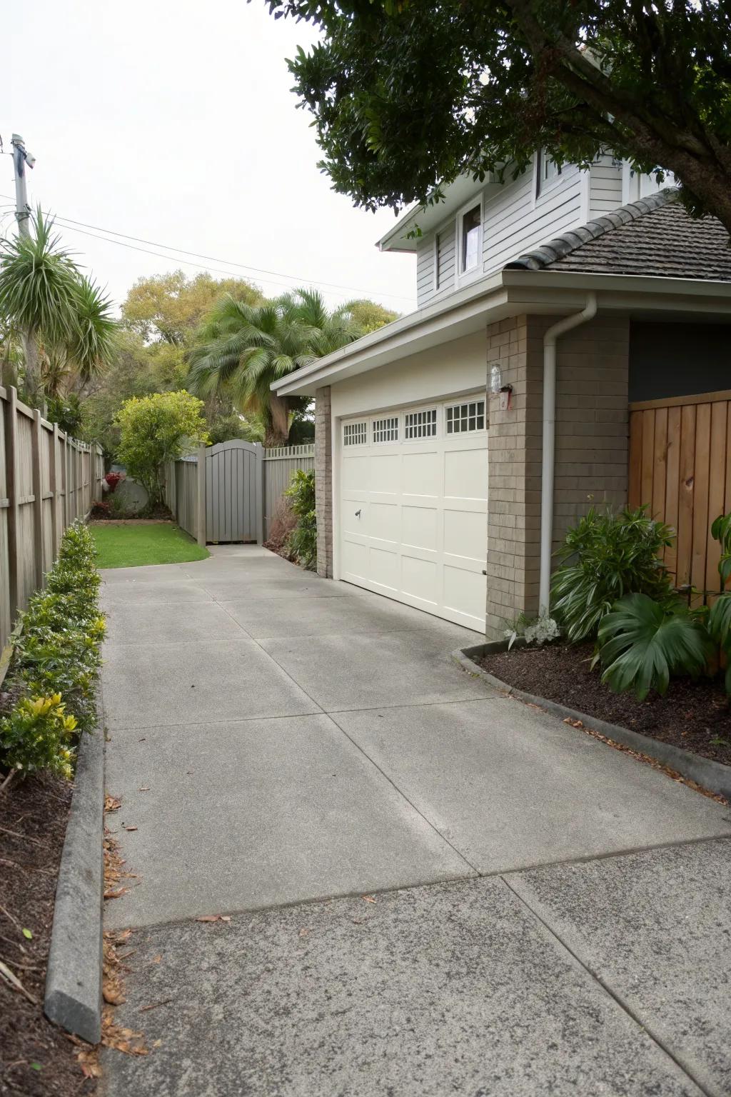 Create a cozy parking nook with a short-skirt driveway.