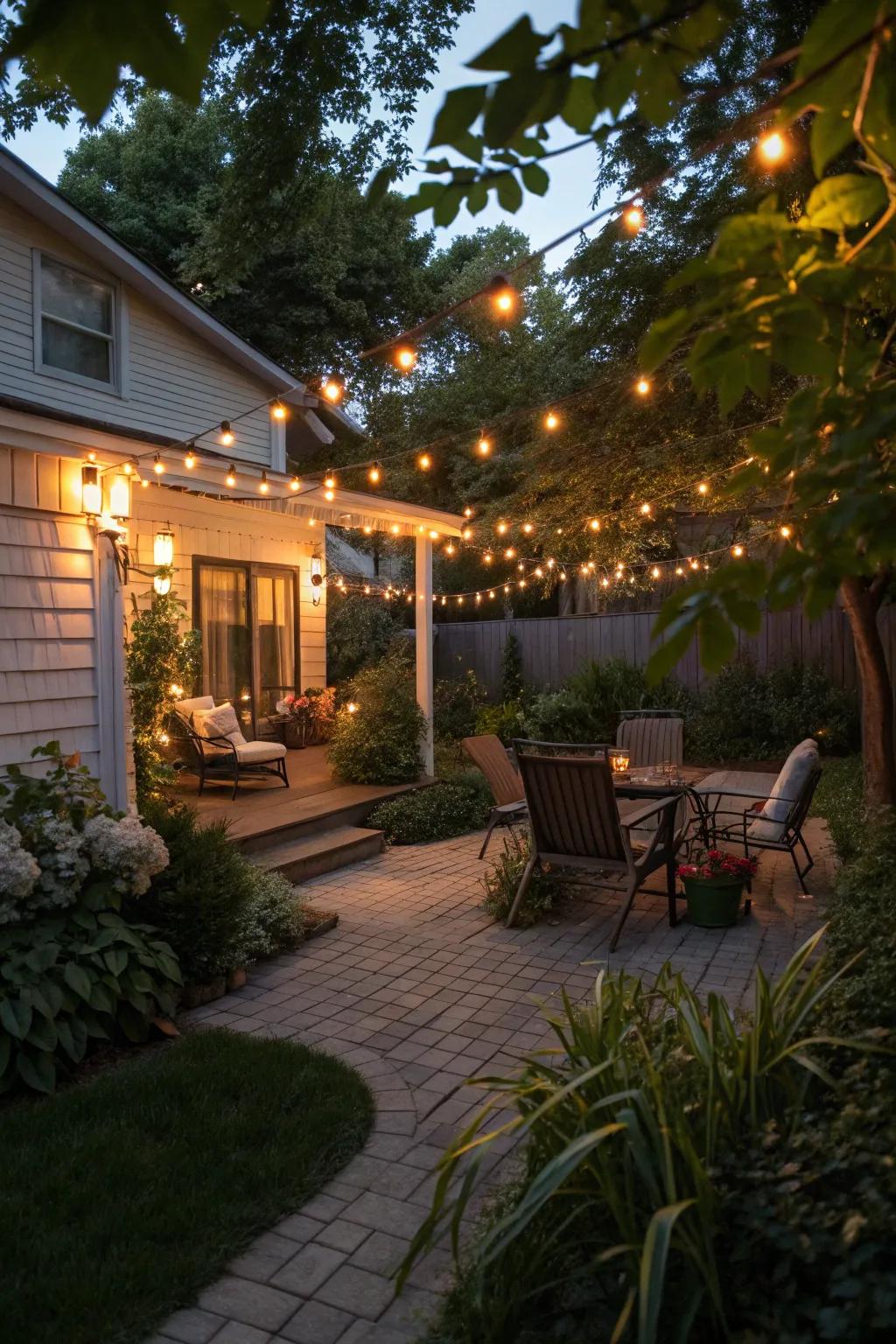 Outdoor lighting enhances the ambiance and usability of your backyard.