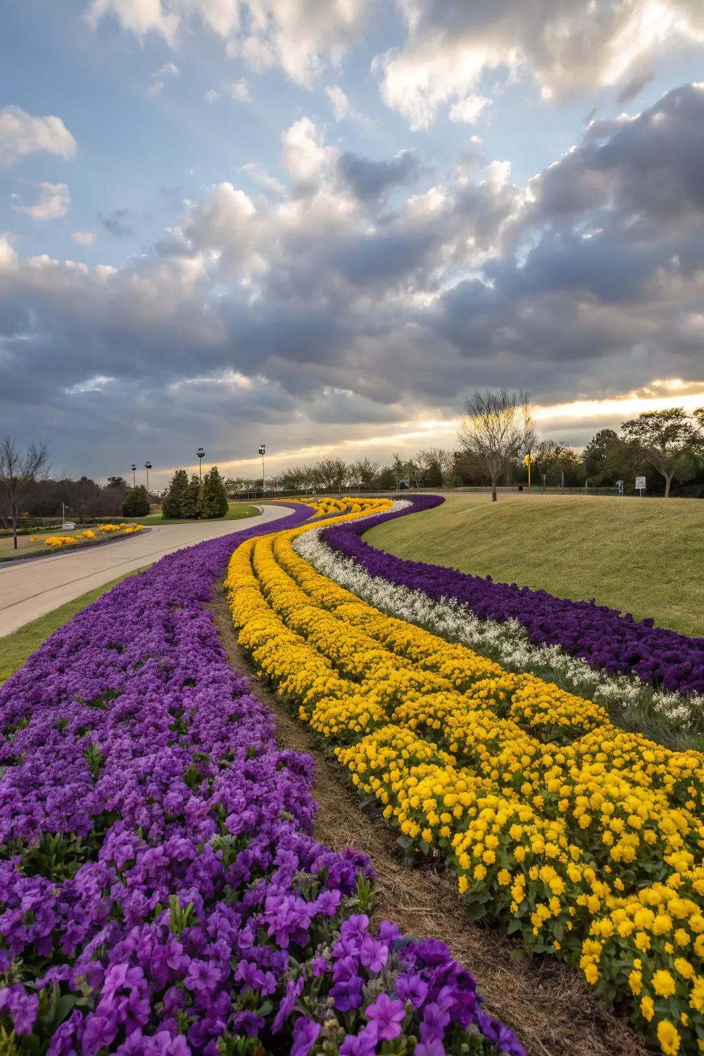 Color blocking adds a modern flair to the garden.