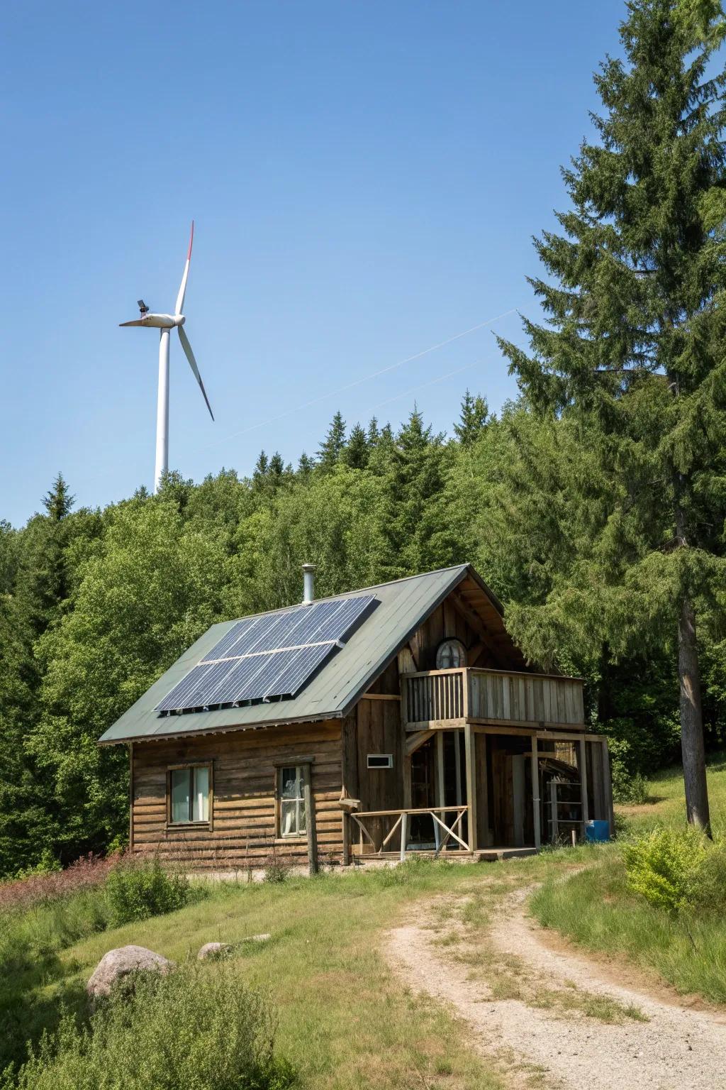 Harness renewable energy for a self-sustaining cabin lifestyle.