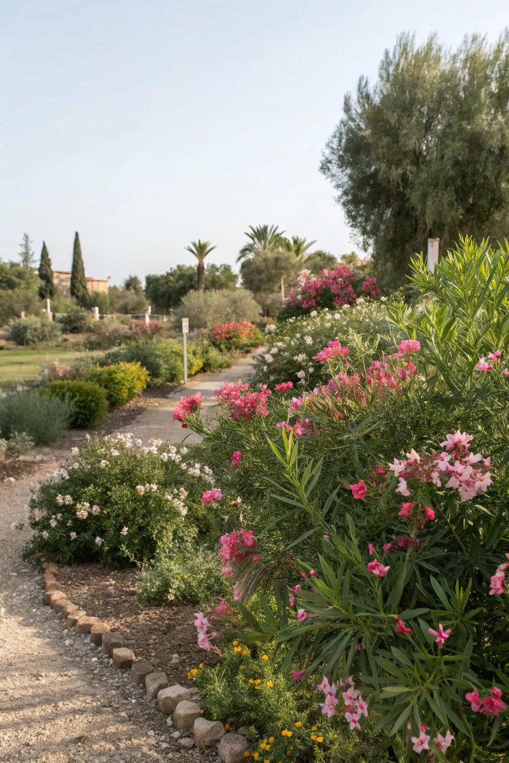Sustain beauty effortlessly with oleanders.