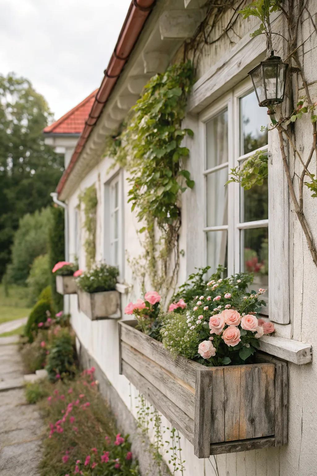 Add rustic charm with low-maintenance window boxes.