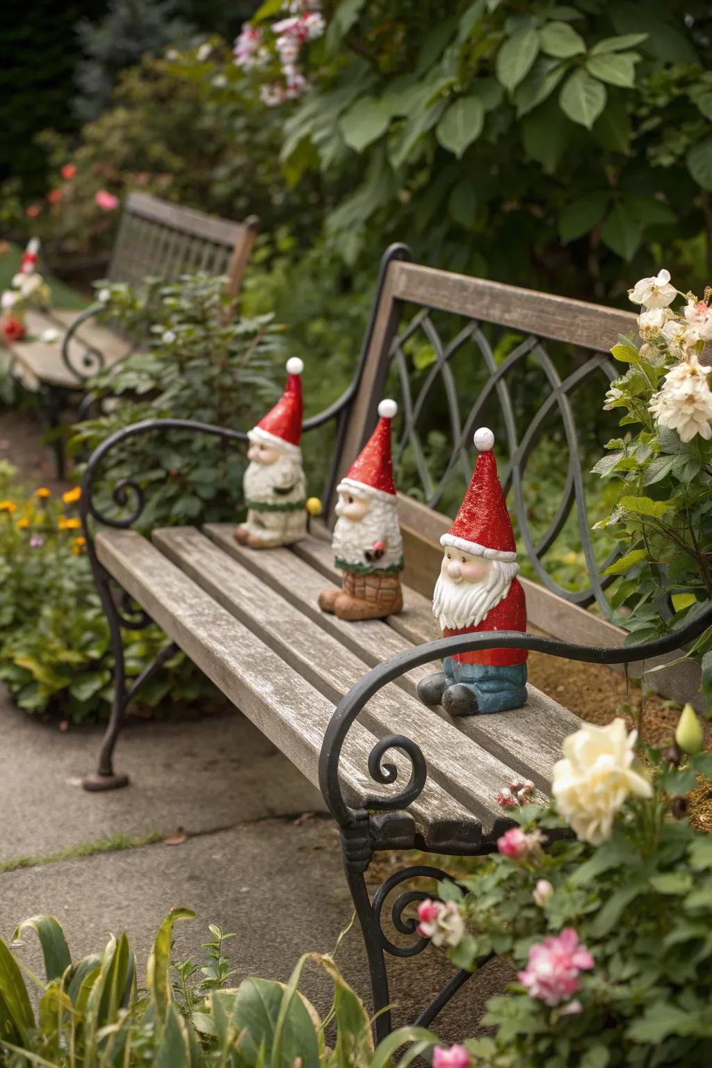 Mini Santa hats add a whimsical festive detail.