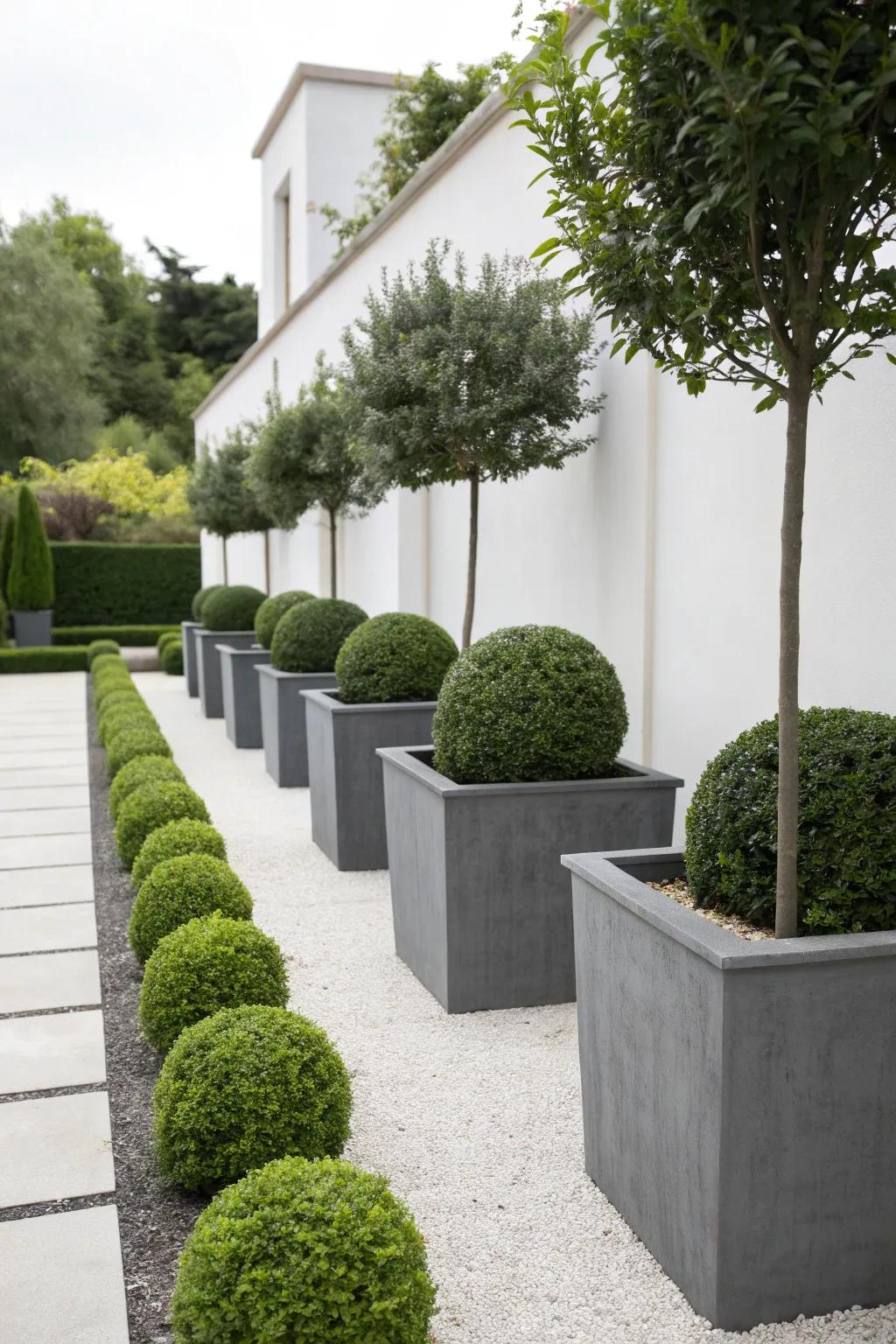 Minimalist planters for a clean, modern look.