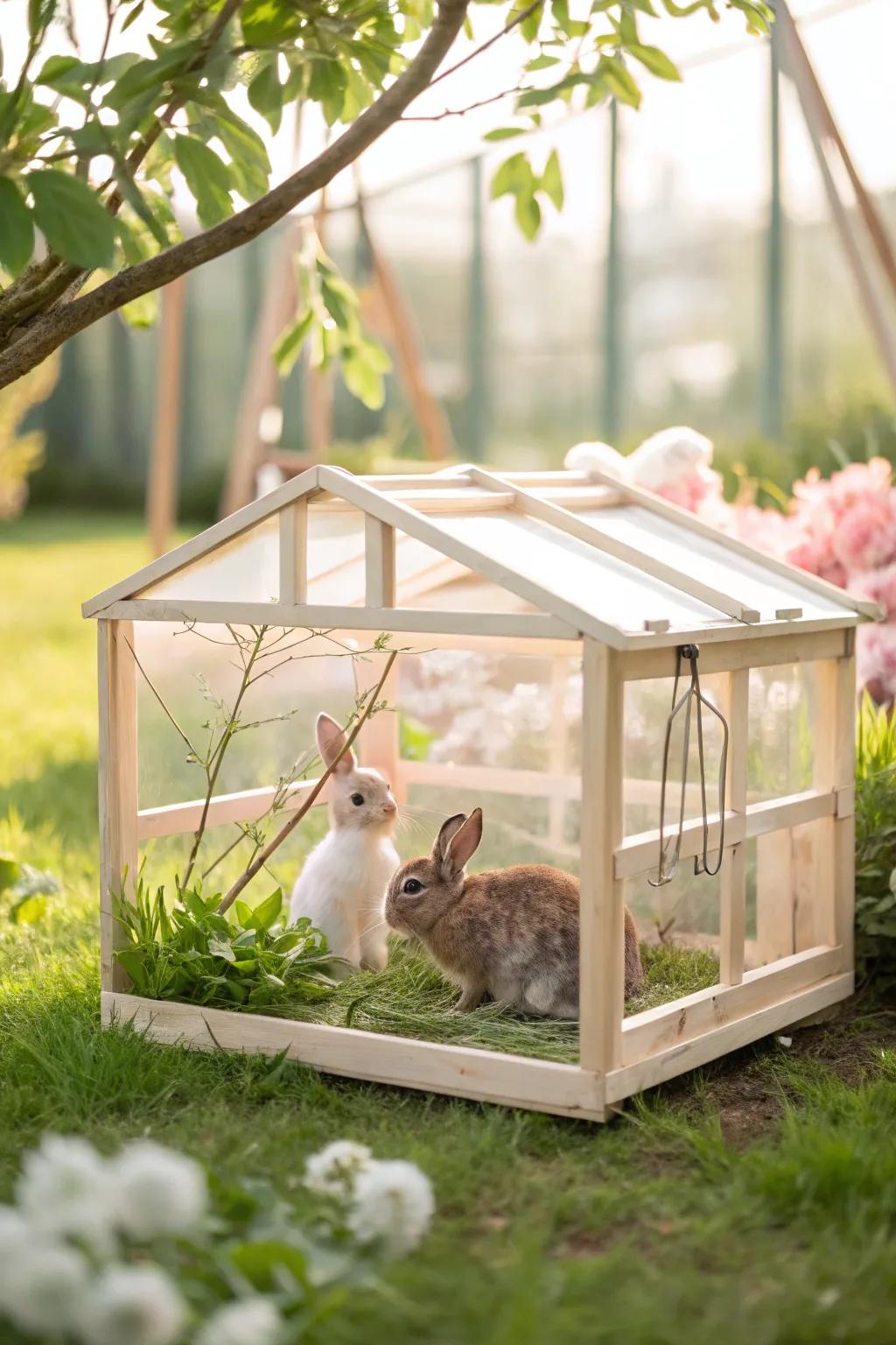 A bunny cage showcasing understated elegance and simplicity.