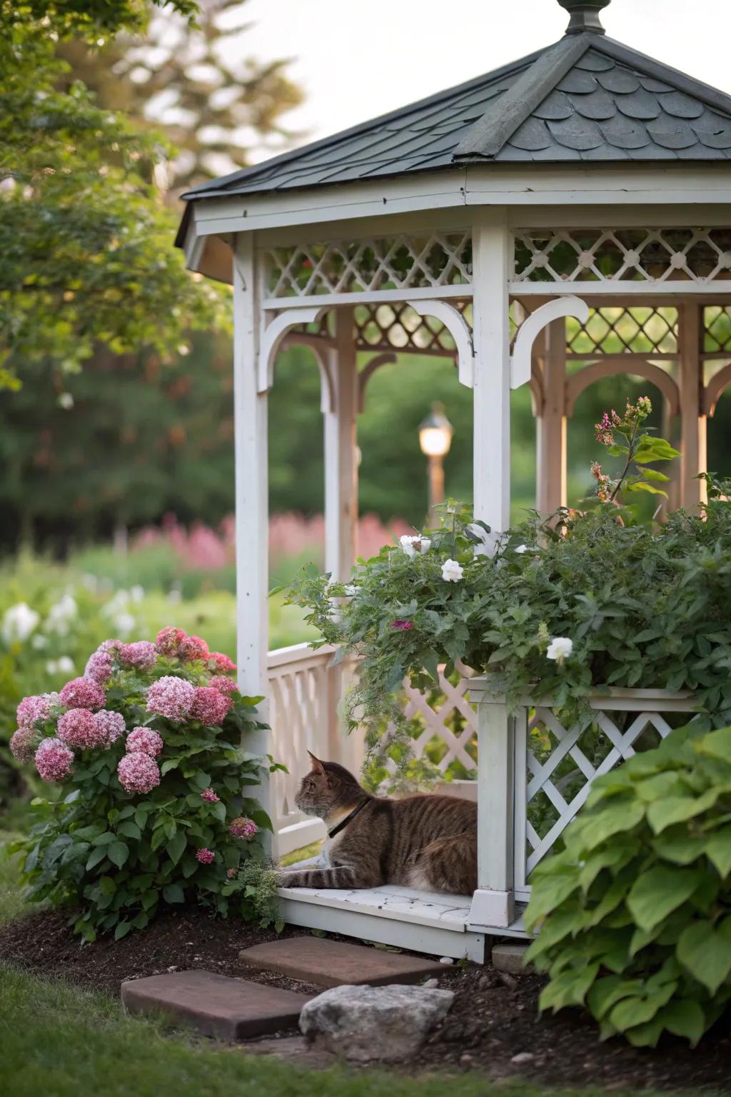 Enclosed garden gazebos offer stylish, safe environments for cats.
