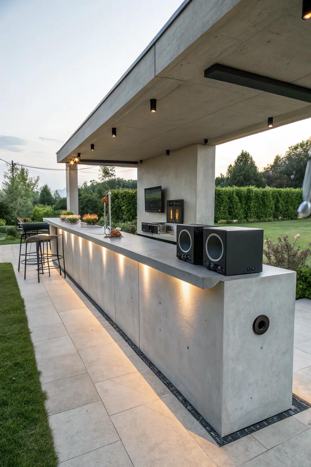 High-tech amenities turn this bar into a futuristic entertainment hub.