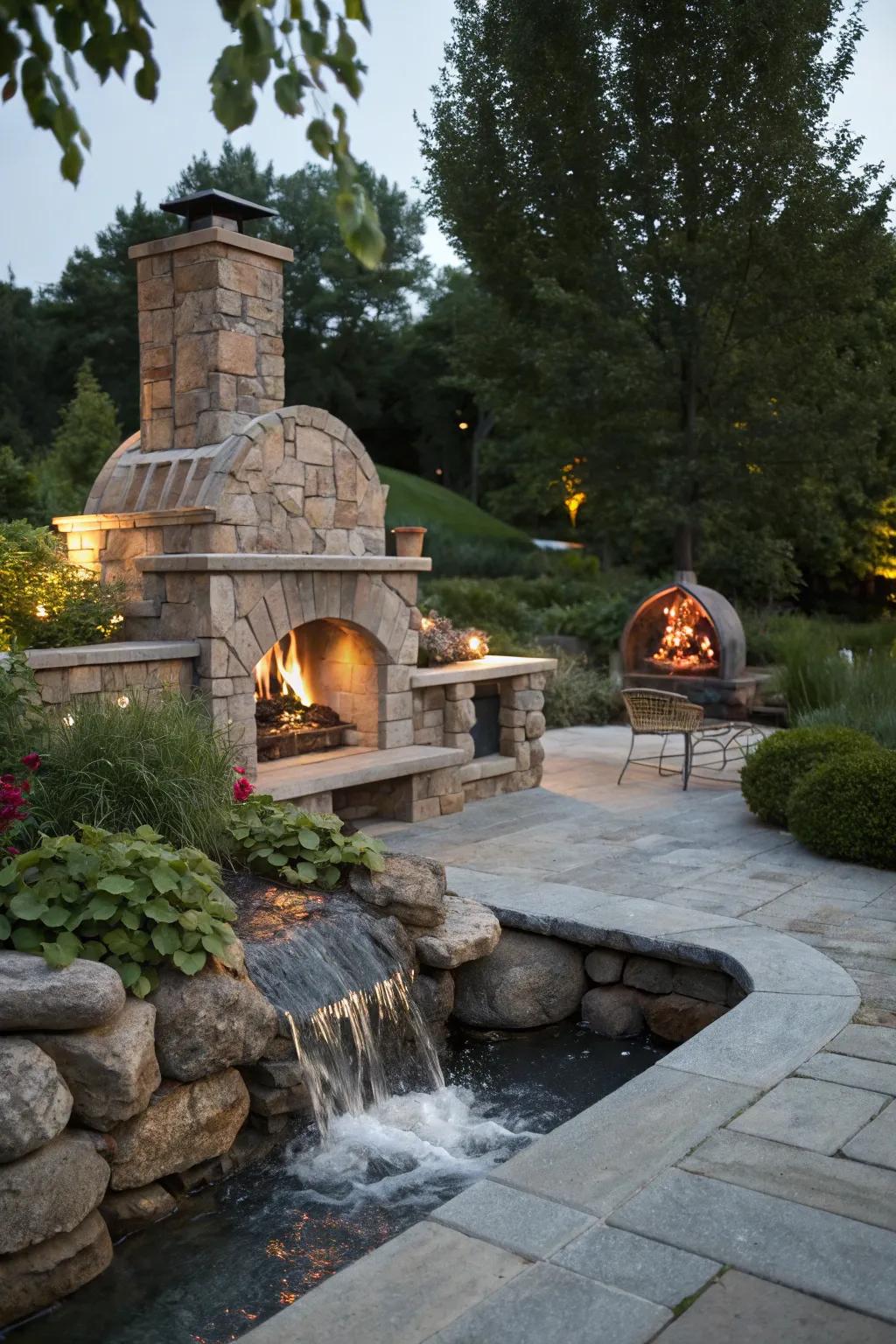 Combine fire and water for a dynamic setting.