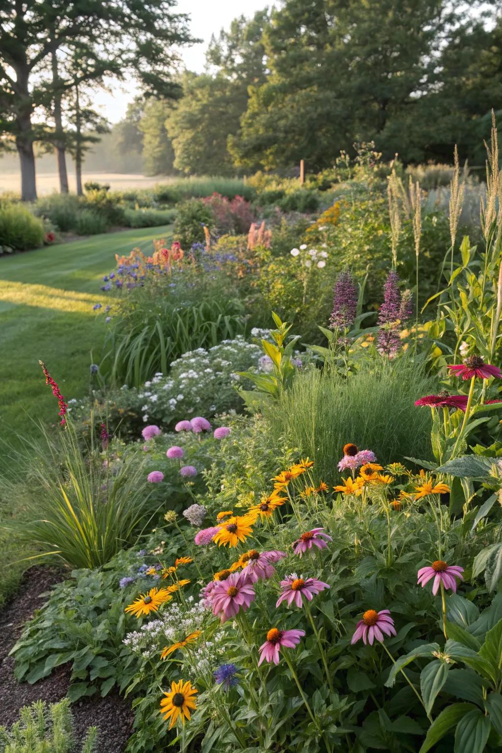 A sustainable and thriving native plant bed.