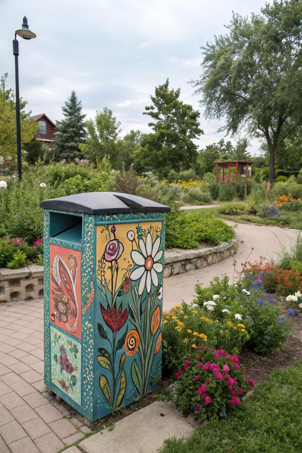 Artistic paint jobs turn storage solutions into garden art.