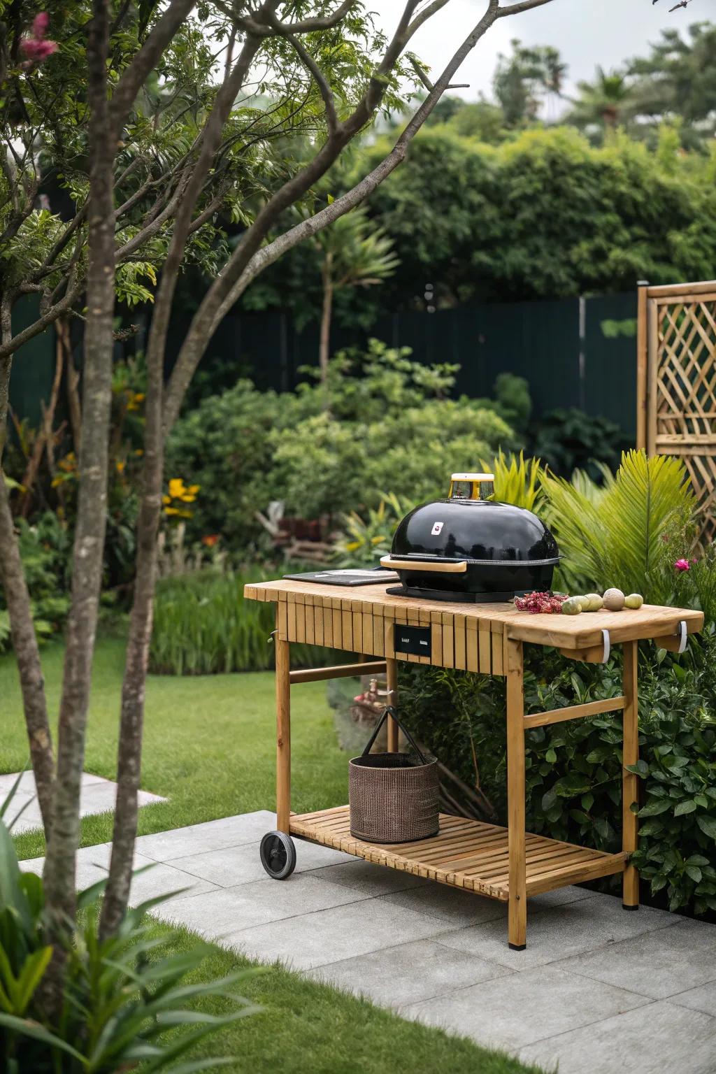 Go green with a stylish and sustainable bamboo grill table.