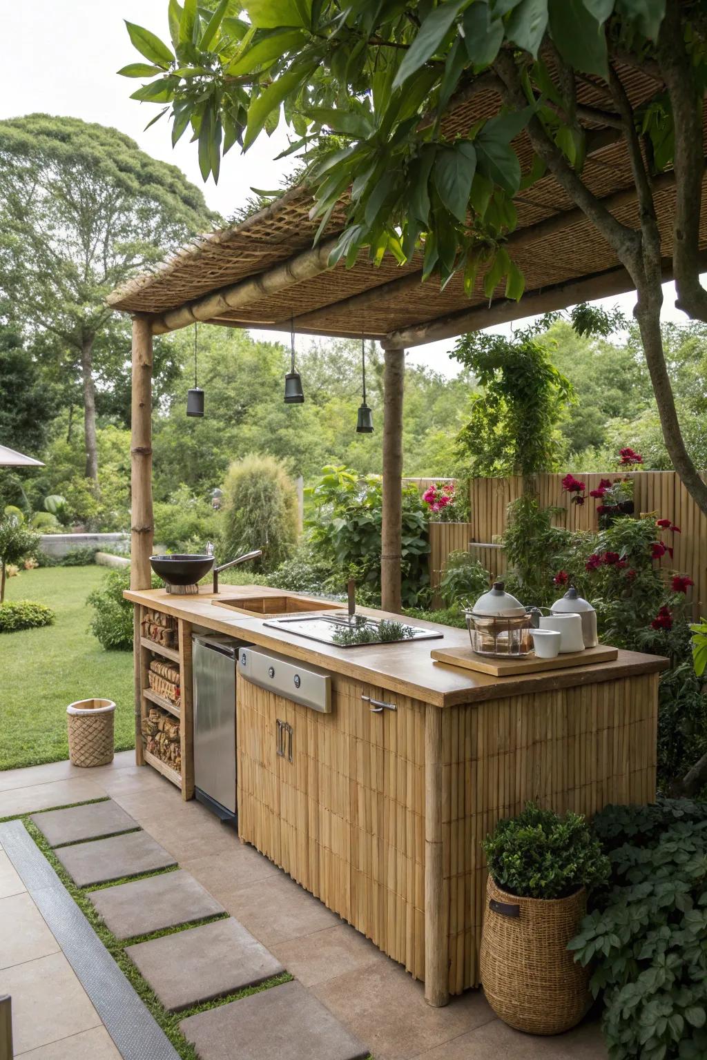 Bamboo countertops offer sustainable elegance.