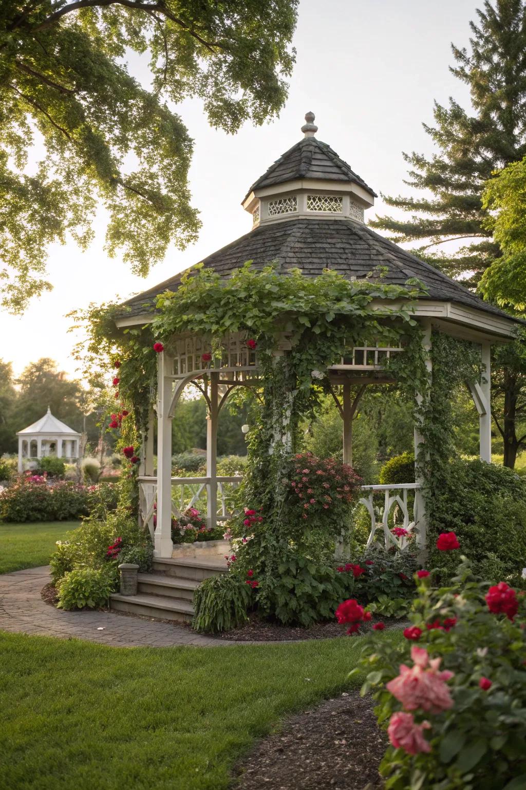 A gazebo adds a fairy-tale element to your outdoor living space.