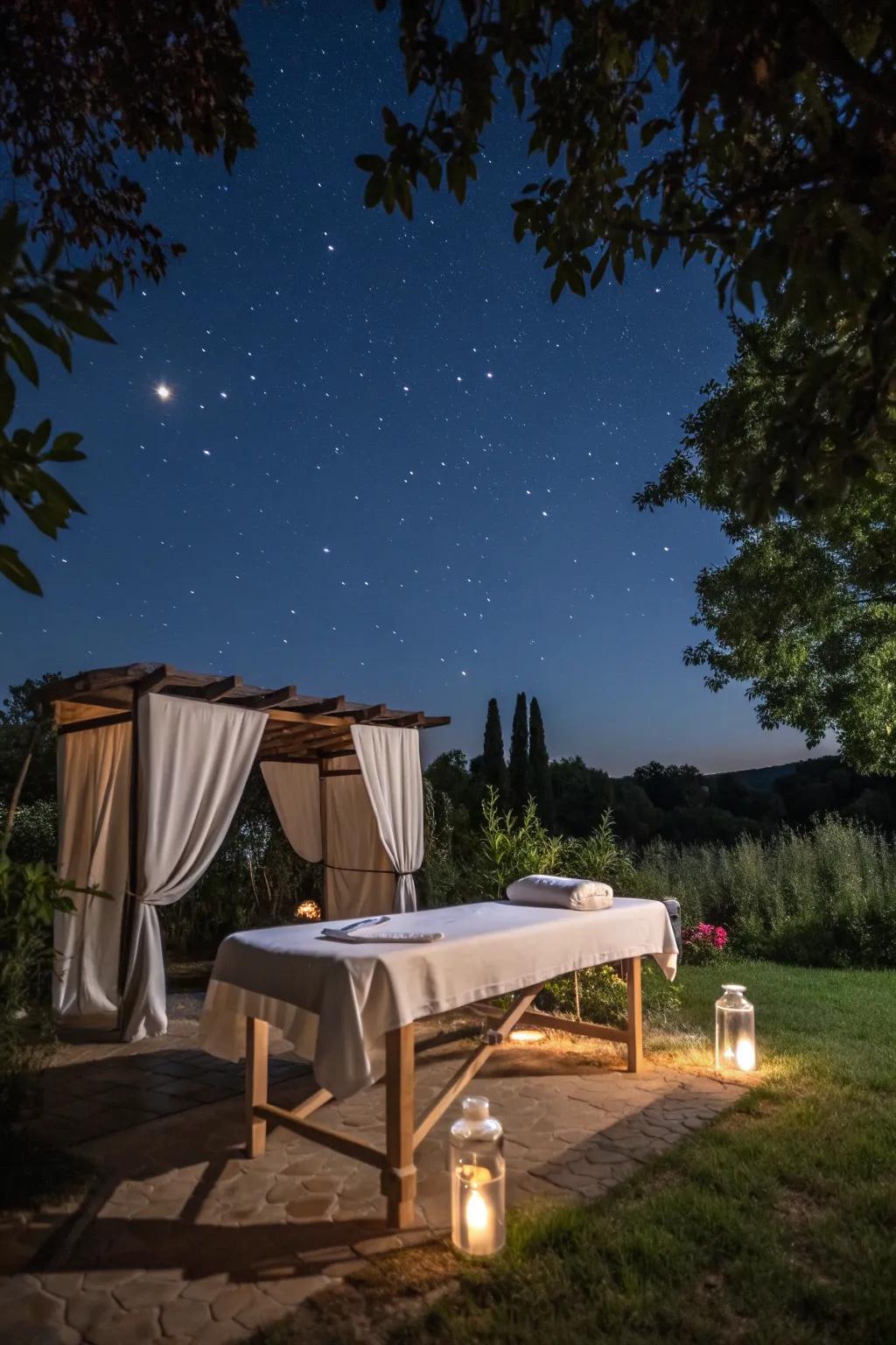 A starry night creates a magical backdrop for your massage.