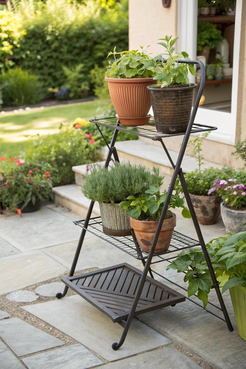 Flexibility and ease with the folding metal stand.