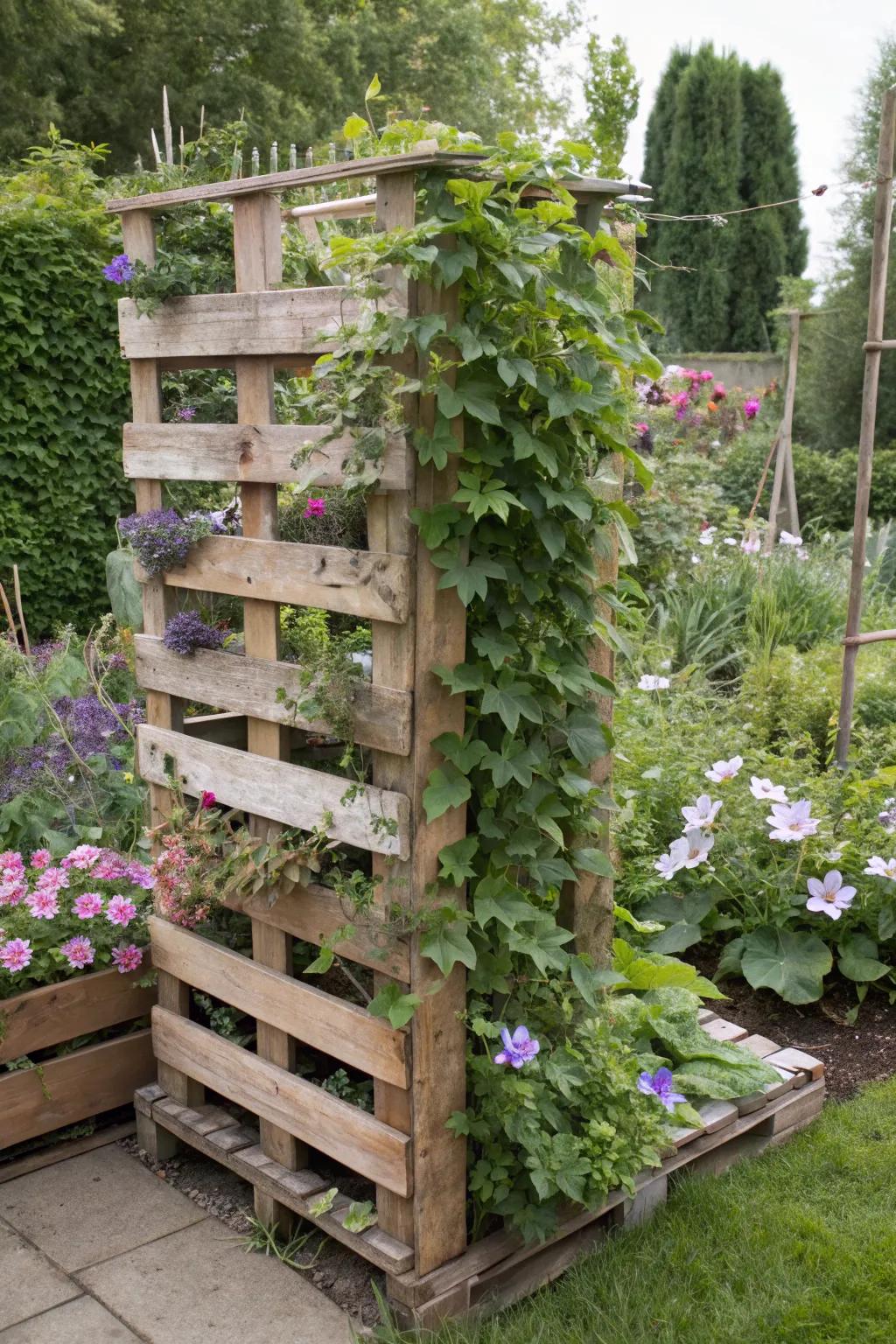 Support your climbing plants with a stylish pallet trellis.