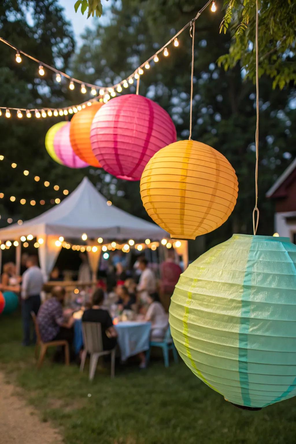 DIY paper lanterns add whimsy and personality.