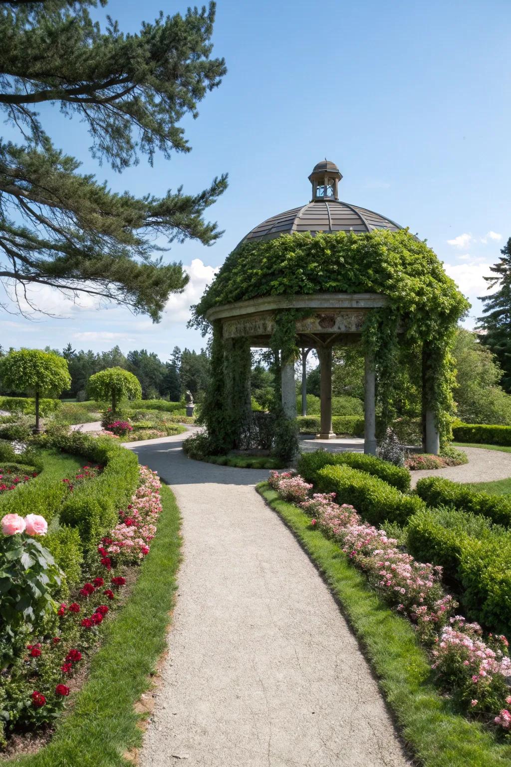 Garden pathways add charm and anticipation to your pavilion entrance.