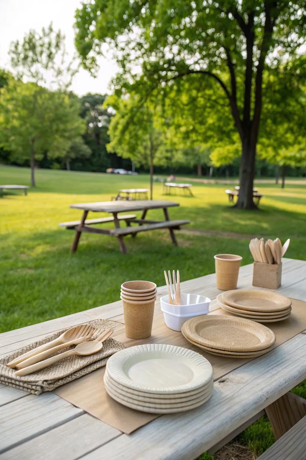 Eco-friendly tableware provides a sustainable dining option.