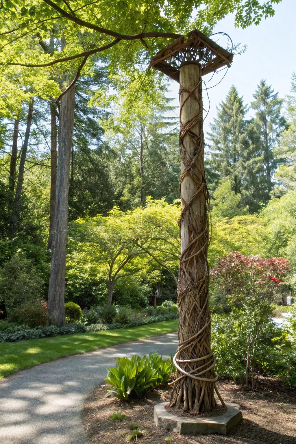 Natural twigs and branches create a woodland feel.