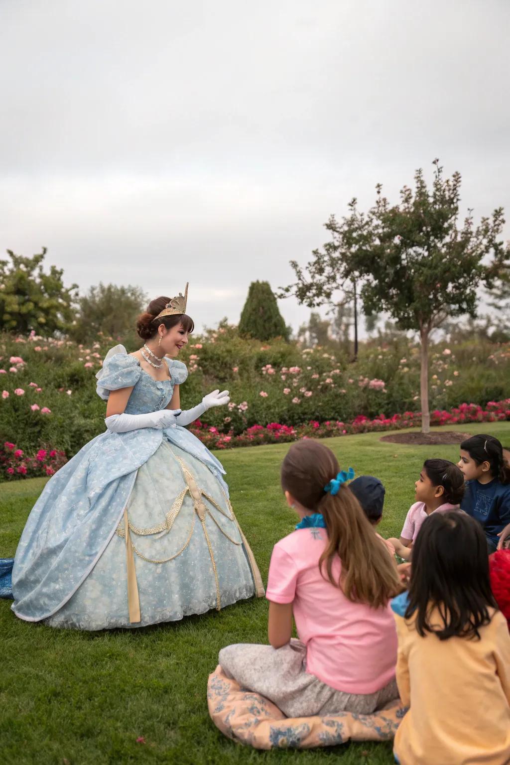 A storytelling princess captivates young audiences with enchanting tales.