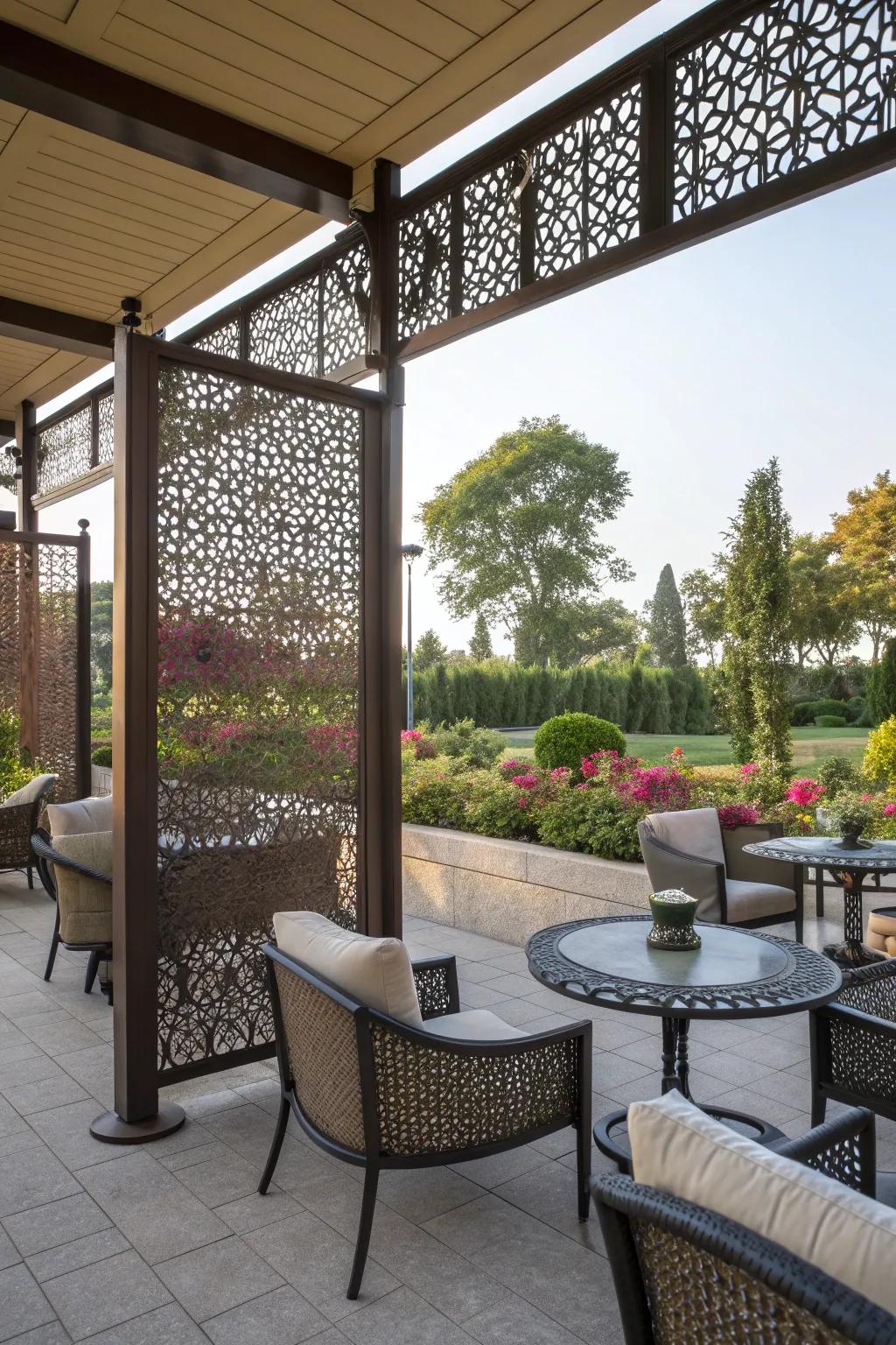 Privacy screens adding both seclusion and style.