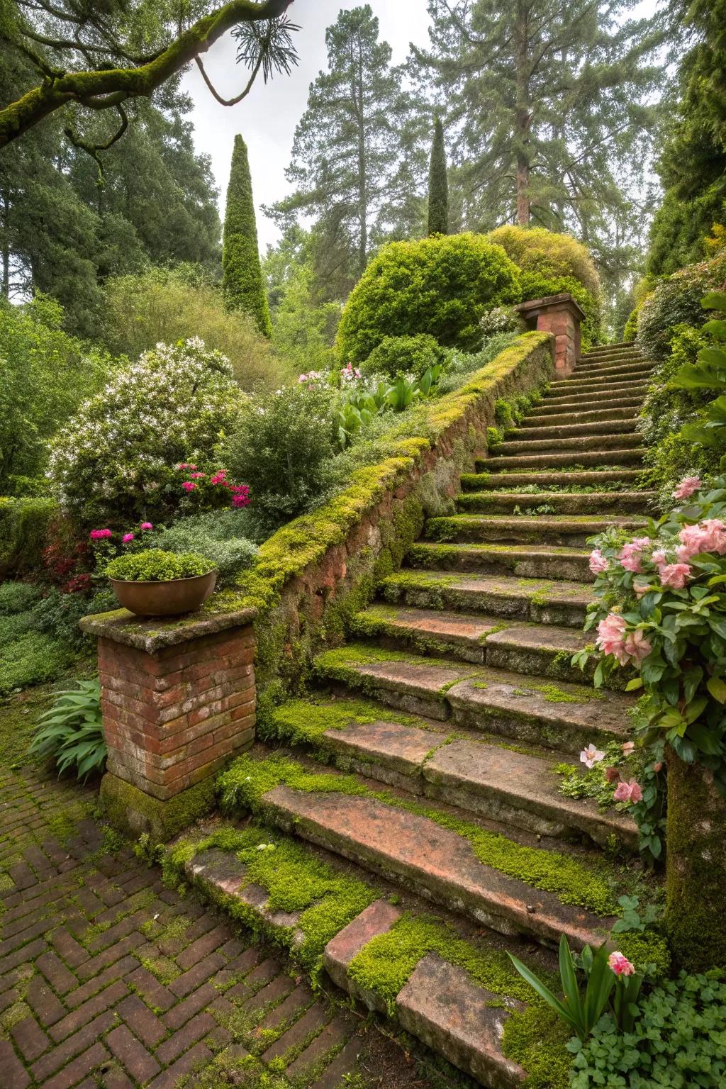Vintage brick steps that offer timeless beauty and warmth.