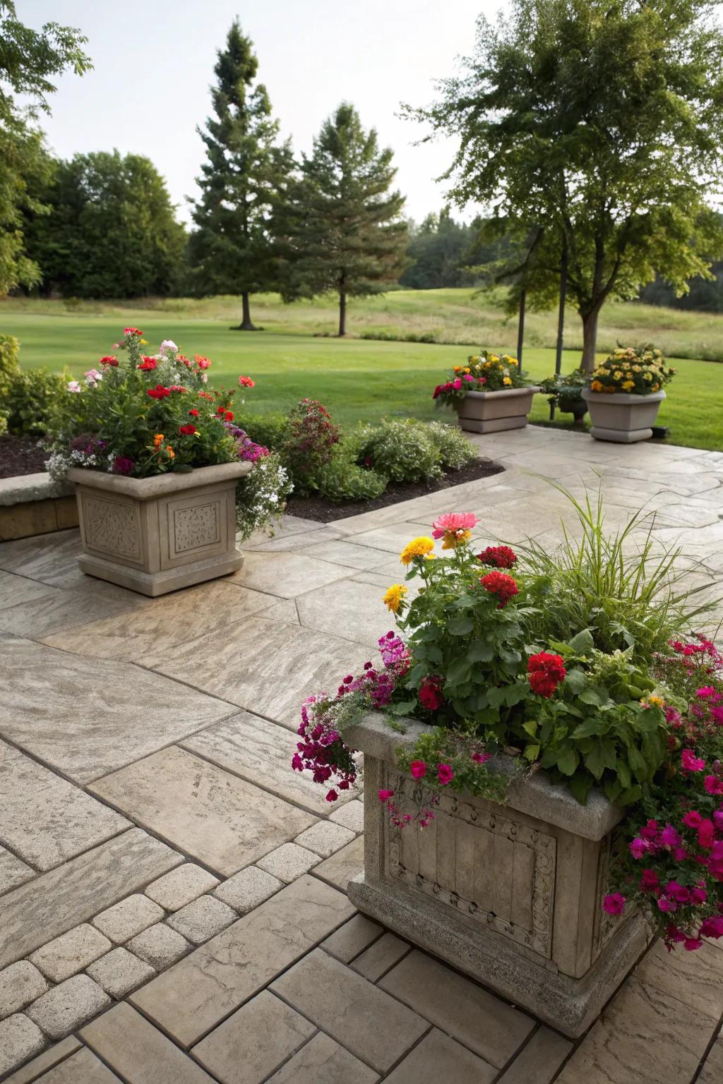 Built-in planters bring nature into your patio design.