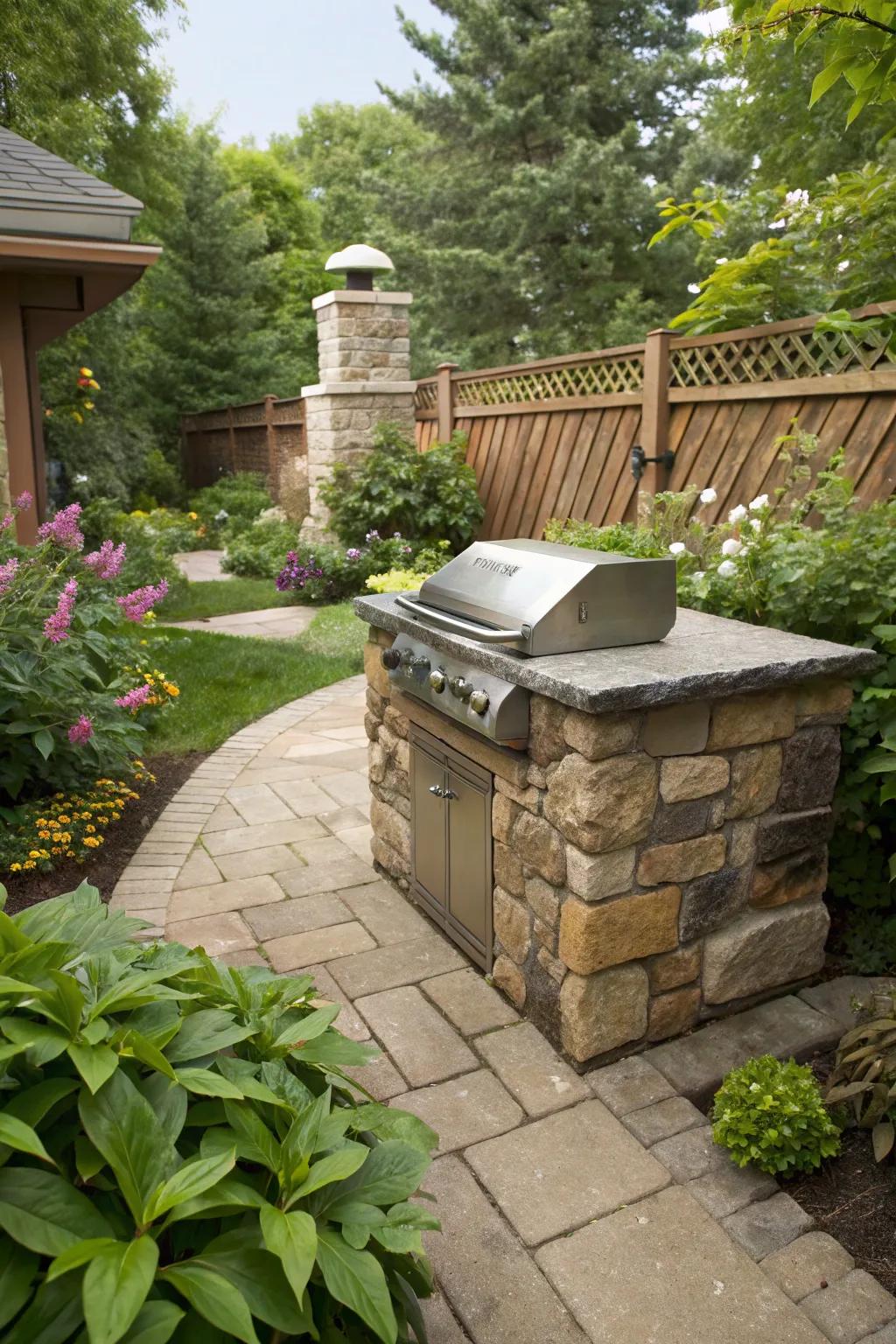 A stone grill with the timeless elegance of natural stones.