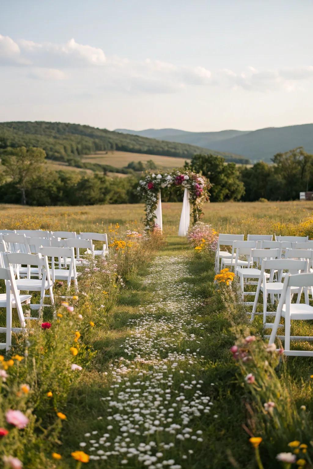 Meadow seating showcases the beauty of nature.