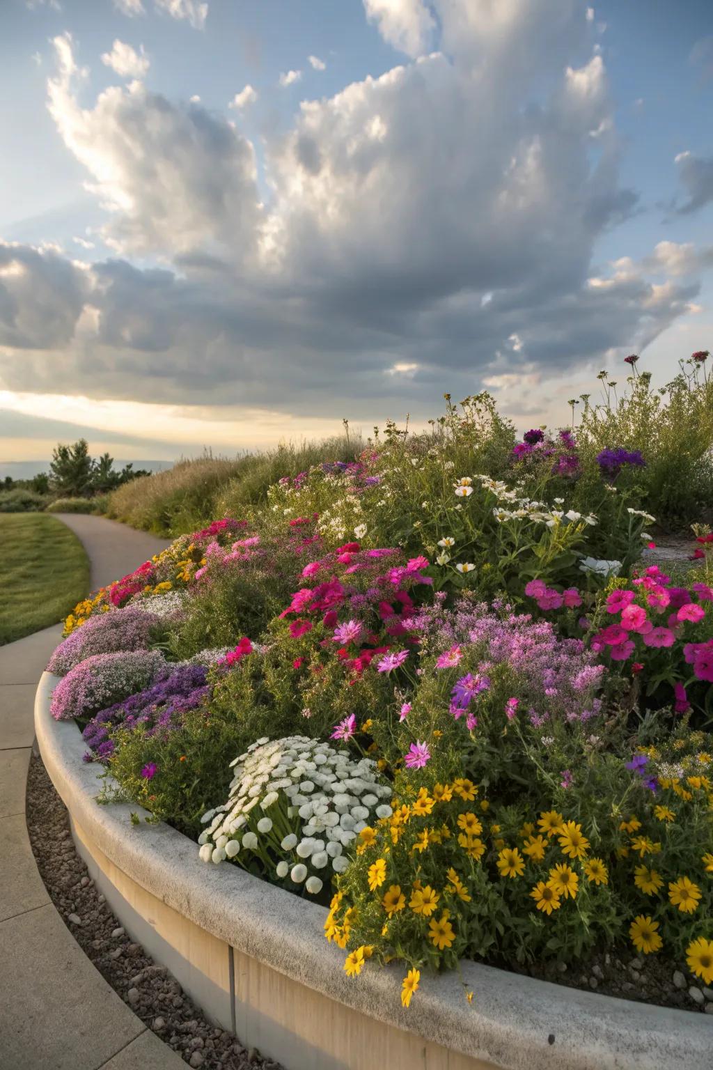 A wildflower meadow offers a touch of untamed beauty.