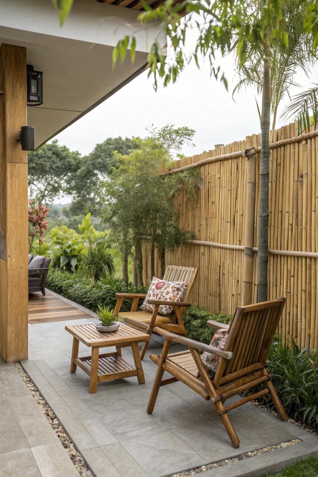 Sustainable materials create an eco-friendly patio.