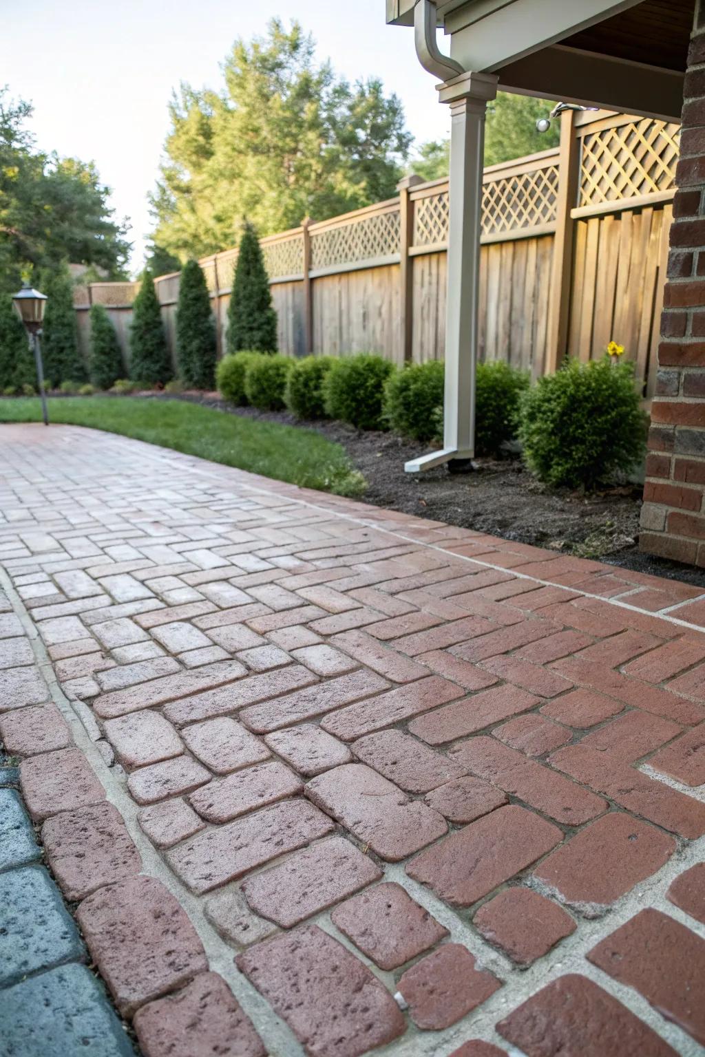 Textured paint adds depth and dimension to your brick patio.